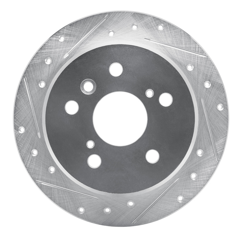 Lexus ES300 Brake Rotor (1) - Rear Left - R1 Concepts - Drilled & Slotted - Silver - `92-`03